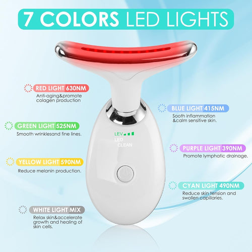 Facial Massager Face and Neck, Face 𝖲 Culpting Wand Tool with 7 Color - Birthday, Christmas, Mothers Day, Valentines Day Gifts for Her Women Mom Best Friend Wife Teacher (White)